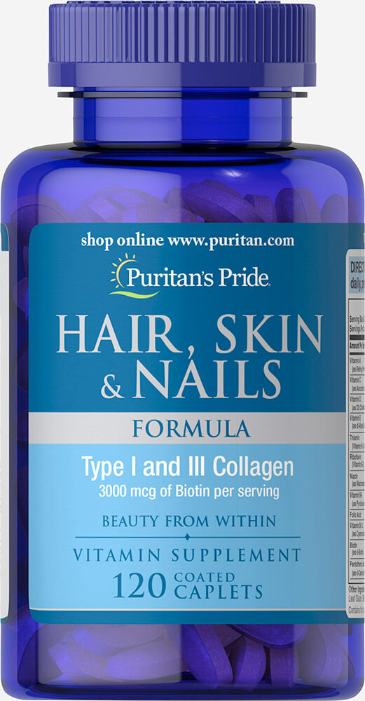 Комплекс для кожи, волос, ногтей Puritan's Pride Hair, Skin & Nails Formula 120 Caplets