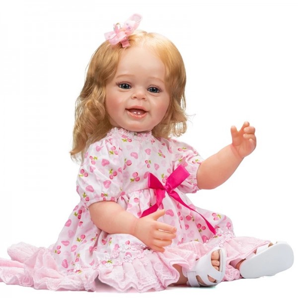 Силіконова колекційна лялька Reborn Doll Дівчинка Єва Вінілова Лялька Висота 55 см (491)