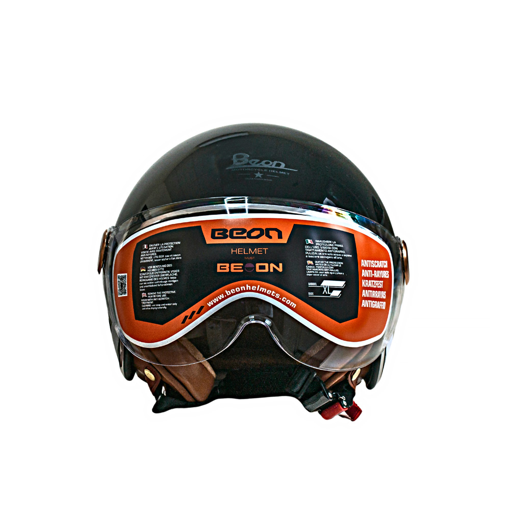 Мотошлем открытый Beon B-120 27 L Shiny Black (298696)
