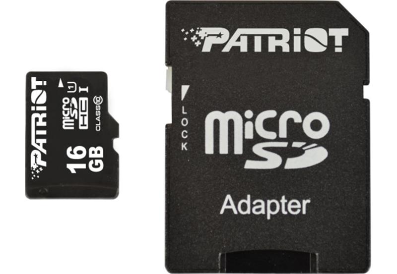 Карта памяти MicroSDHC 16GB UHS-I Class 10 Patriot LX + SD-adapter (PSF16GMCSDHC10)