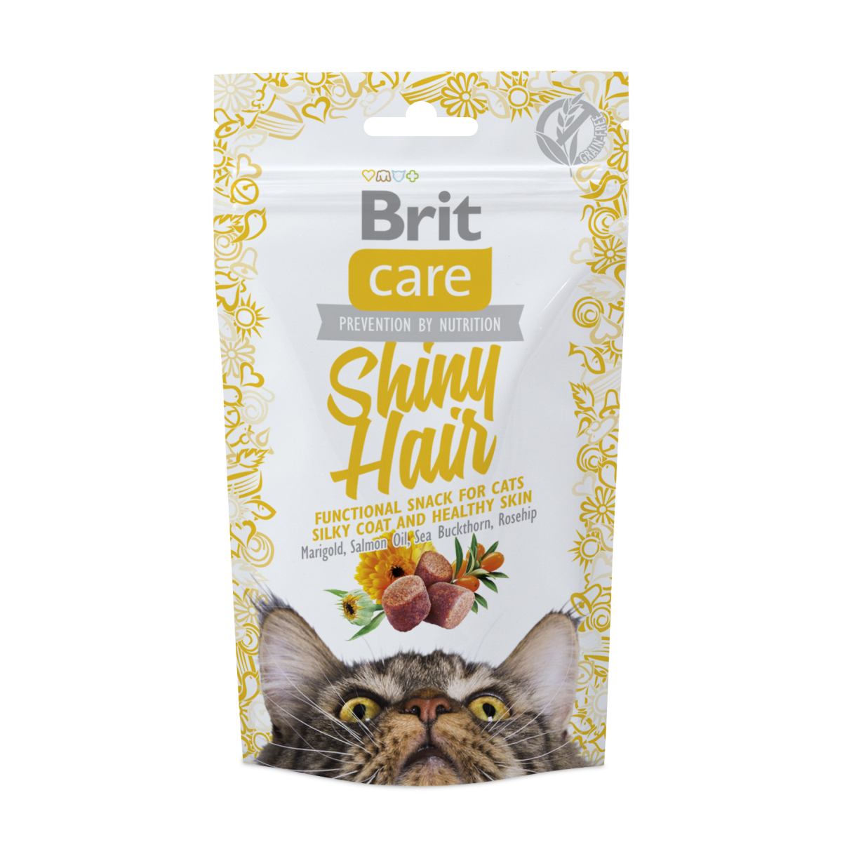 Лакомство для кошек Brit Care Functional Snack Shiny Hair 50 г, для кожи и шерсти