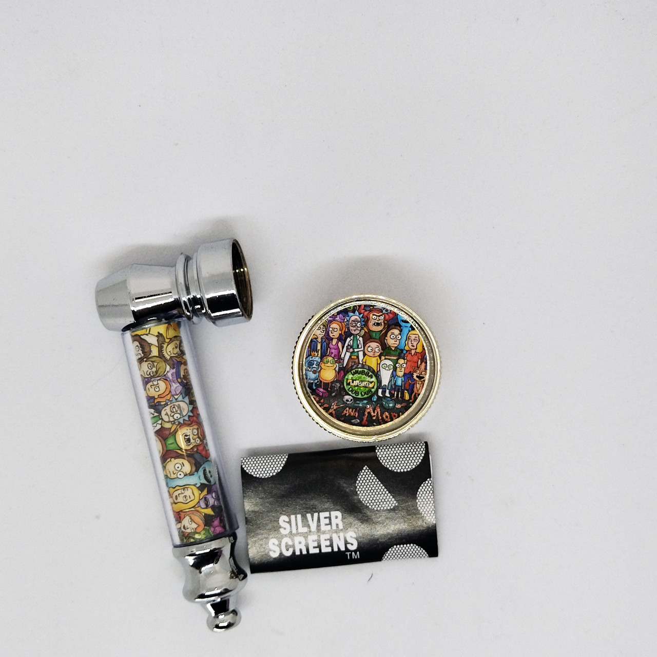 Трубка курительная и гриндер для измельчения табака Lighter HL-YD-305 Рик и Морти Silver (16623)