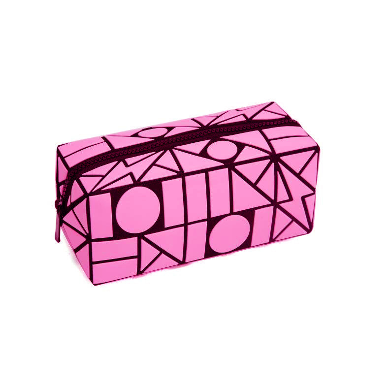Косметичка-пенал із фігурними елементами 20х9х9 см Яскраво-рожева