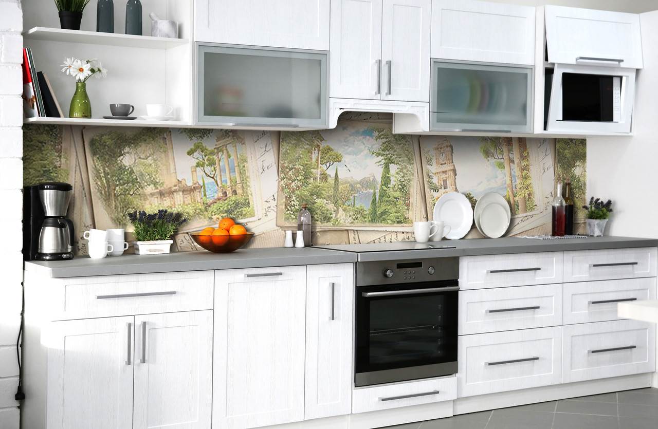 Наклейка на скинали Zatarga на кухню «Винтажные открытки» 600х2500 мм виниловая 3Д наклейка кухонный фартук самоклеящаяся