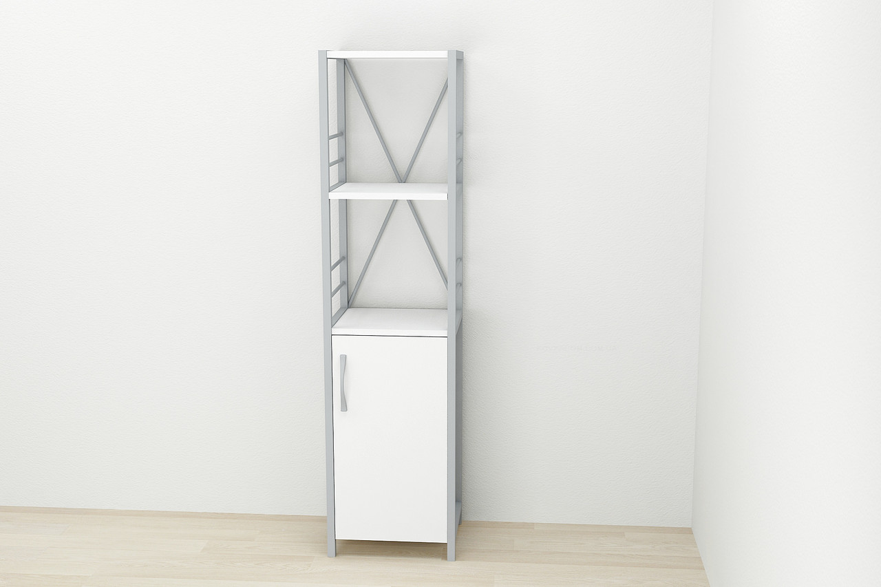 Етажерка 3/34 Ferrum-decor Серії Конект із тумбою 144x34x28 Сірий ДСП Біле (FD1014)