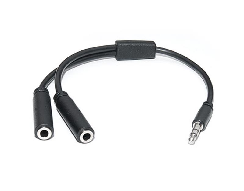 Аудио-кабель REAL-EL Audio Pro (EL123500039) mini-jack 3.5мм(M)-2xmini-jack 3.5мм(F) 0,2м, черный