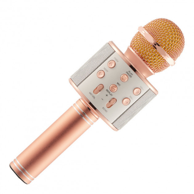 Бездротовий Bluetooth караоке мікрофон зі зміною голосу WSTER WS-858 Рожевий Original Rose Gold