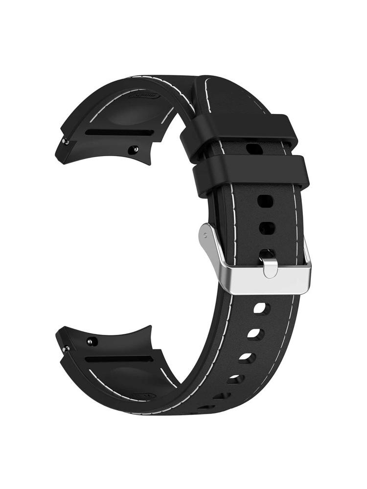 Ремінець силіконовий BeWatch Samsung Galaxy Watch 4/5/Pro Чорний з білою прошивкою (0133101)