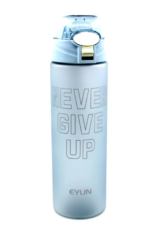 Пляшка для води Never give up 600 ml Блакитна (200770)