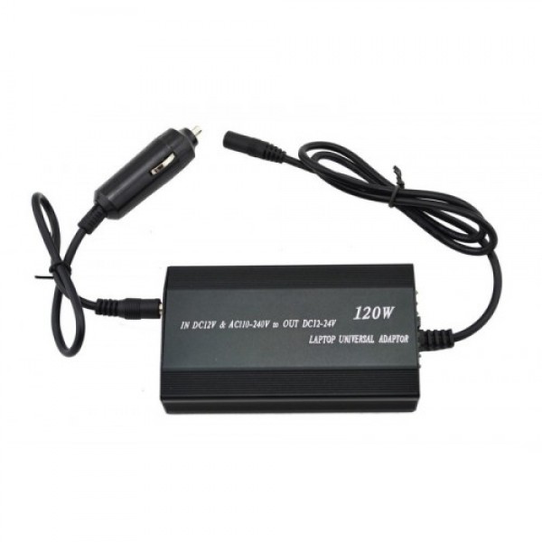Универсальное зарядное для ноутбука в авто Digital 220В 120W + переходники 8 в 1 laptop 901 Черный (20053100195)
