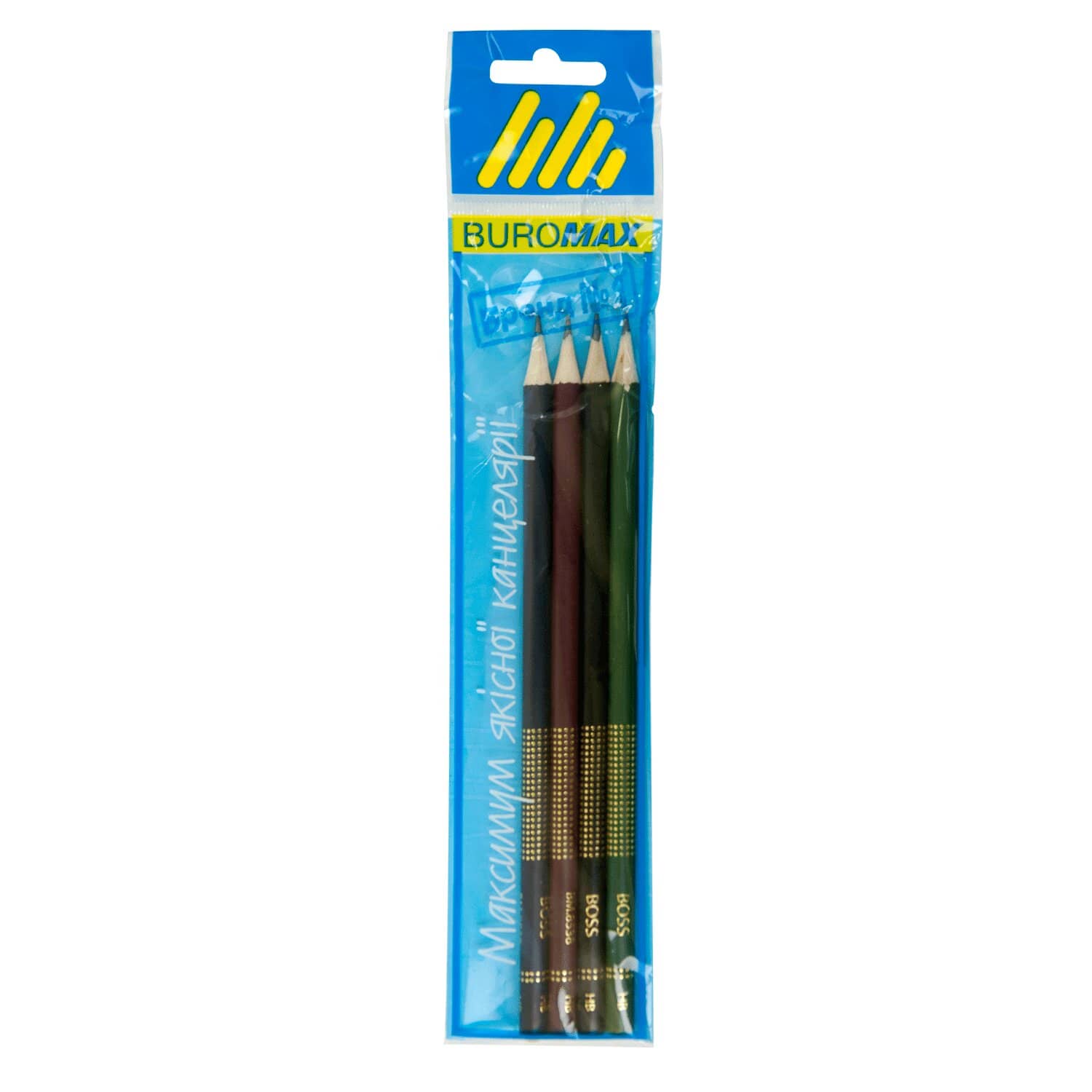 Набір графітових олівців Buromax Neon НВ з гумкою (BM.8538-4)
