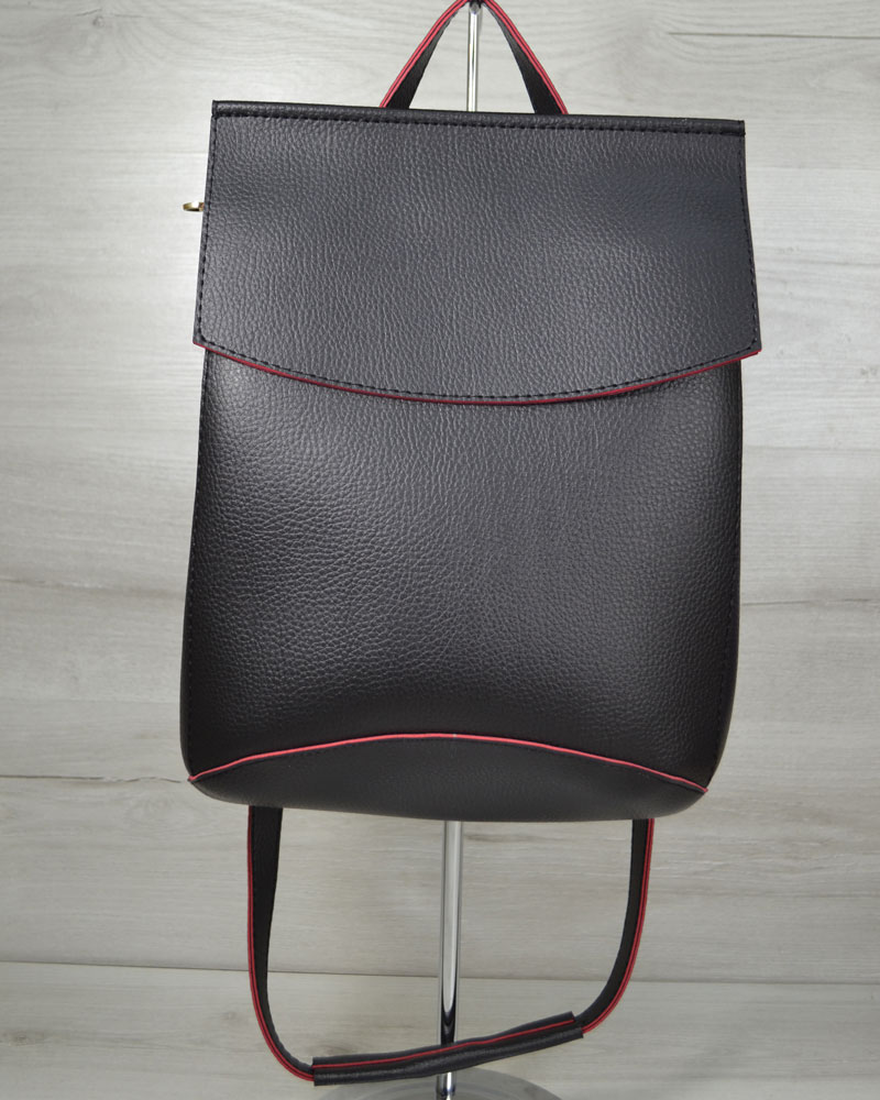 Женский рюкзак-сумка Welassie Черно-красный (65-44206)