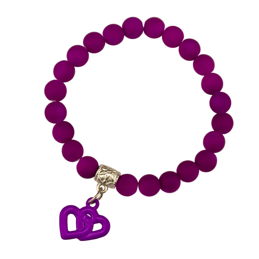 Браслет Olive на резинке Подвеска Сердечки Универсальный Фиолетовый (25214)
