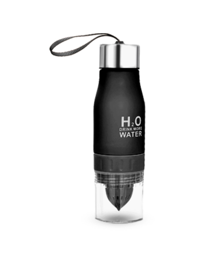 Пляшка для води та напоїв H2O з цитрусовою соковижималкою 650 мл Black (300727BL)