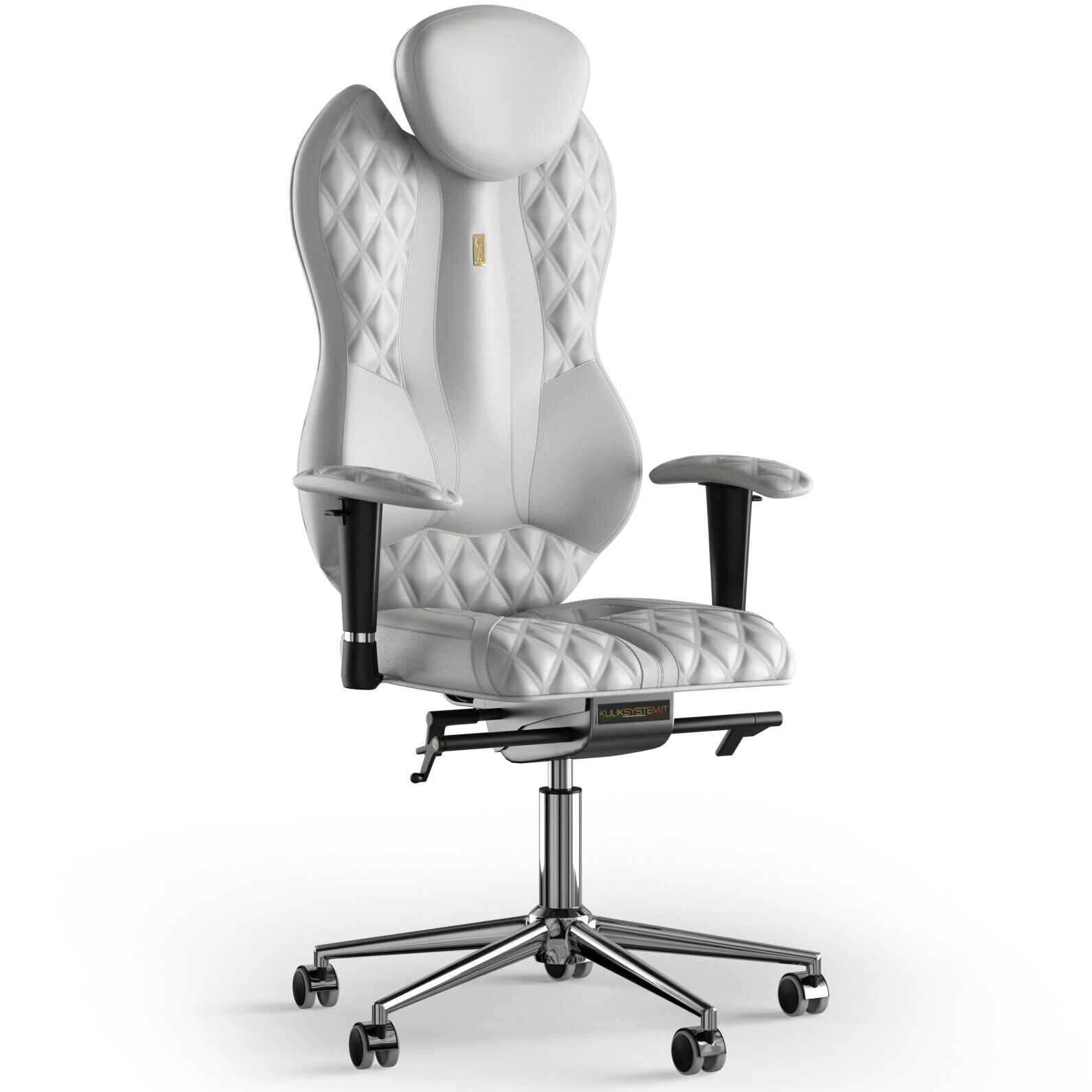Кресло KULIK SYSTEM GRAND Кожа с подголовником со строчкой Белый (4-901-WS-MC-0102)