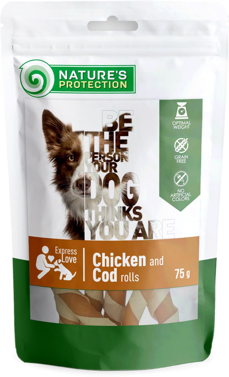Лакомство для собак роллы из курицы и трески Nature's Protection snack for dogs chicken and cod rolls 75 г (SNK46093) (4771317460936)