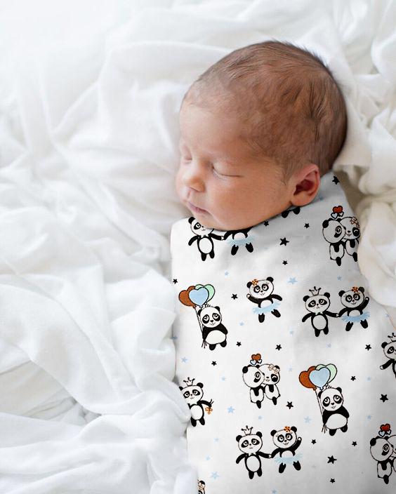 Пелюшка байка COSAS PANDA Бязь 80х100 см Блакитний