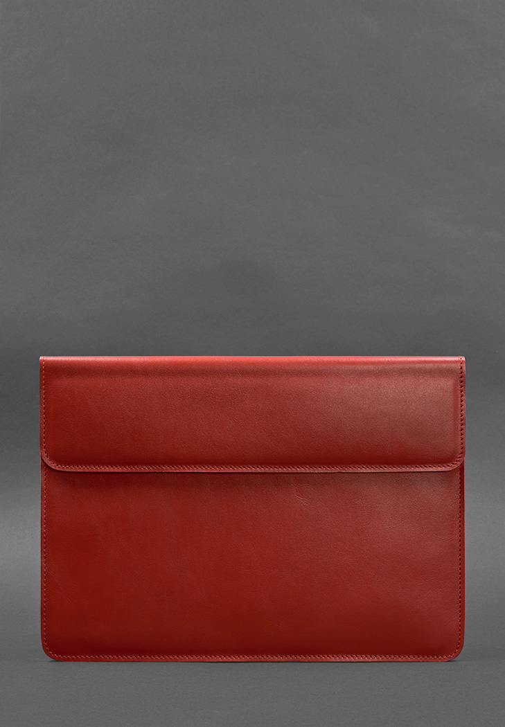 Шкіряний чохол-конверт на магнітах для MacBook 14 Червоний BlankNote