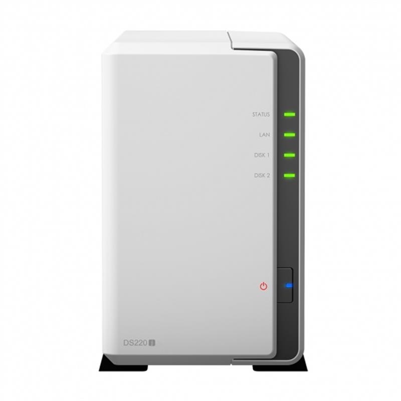 Система хранения данных SYNOLOGY DS220J с 2 отсеками для дисков 512MB RAM настольное исполнение