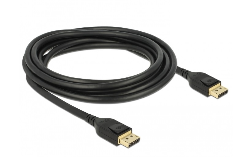 Кабель монітора-сигнальний Delock DisplayPort M/M  3.0m v1.4 8K@60Hz 19pin D=7.5mm Sert. чорний (70.08.5661)