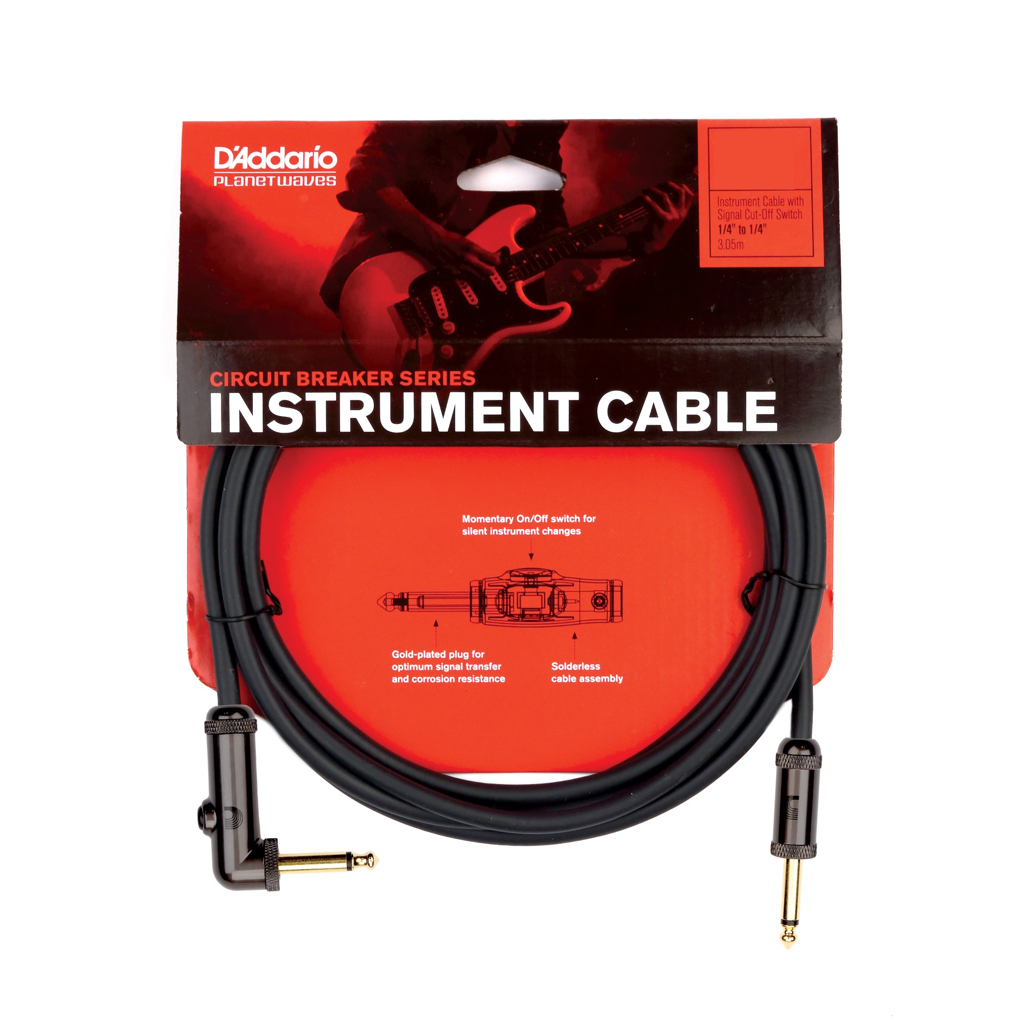 Кабель инструментальный D'Addario PW-AGRA-10 Circuit Breaker Instrument Cable 3.05m (10ft)