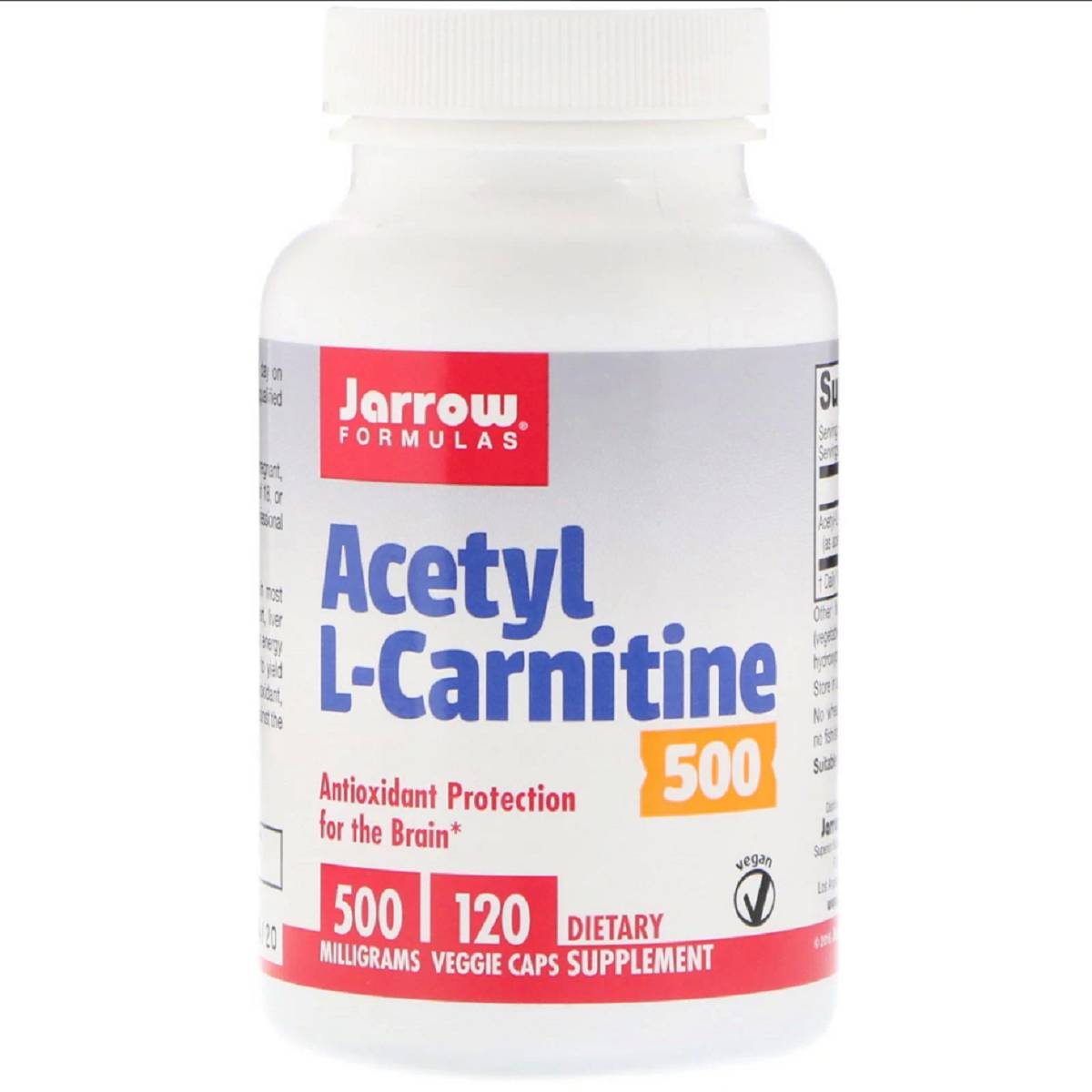 Ацетил L-Карнітін, Acetyl L-Carnitine, Jarrow Formulas, 500 мг, 120 капсул