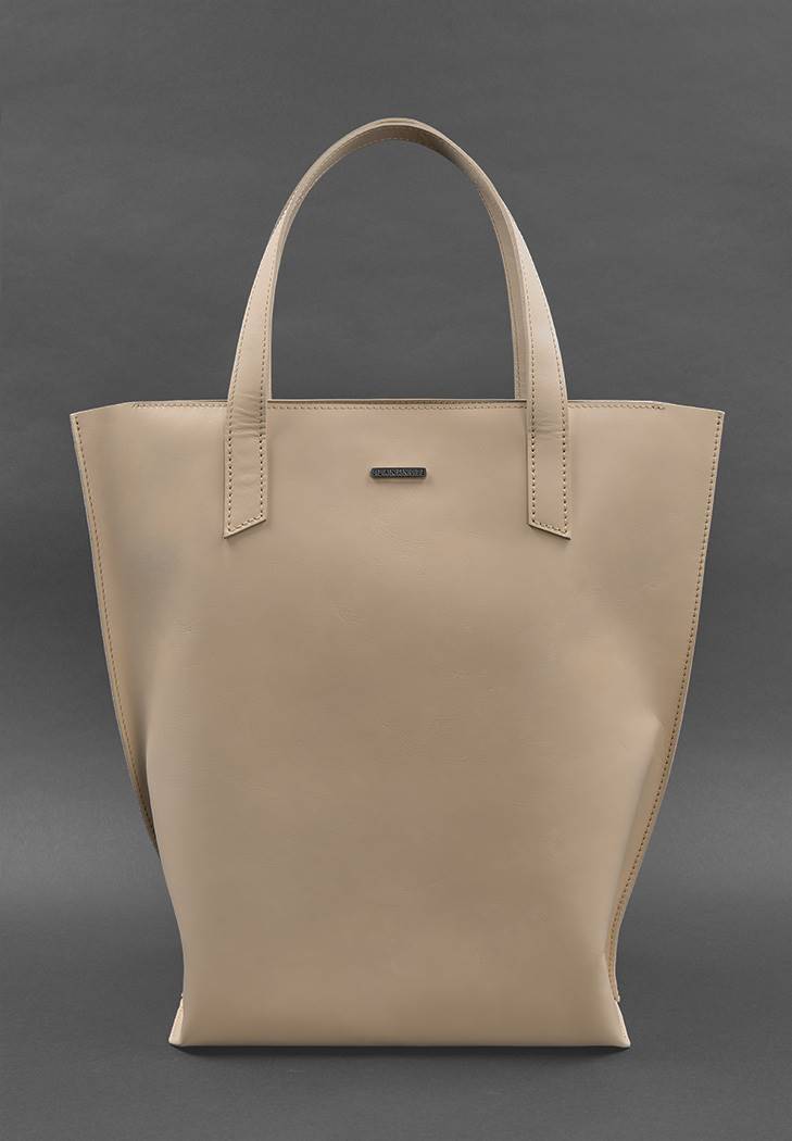Шкіряна жіноча сумка шоппер D.D. світло-бежева краст BlankNote