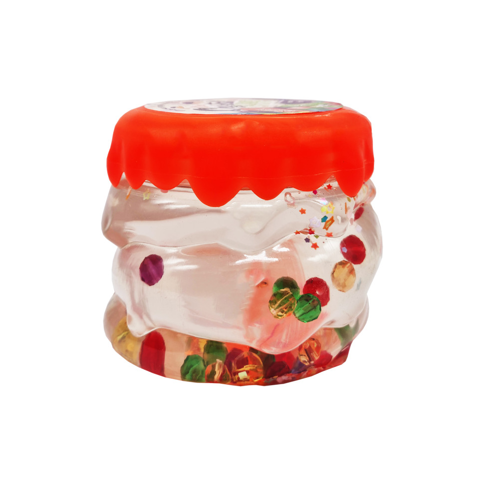 Вязкая масса слайм "Crystal Slime" Danko Toys CS-01-01U с бусинками Оранжевый