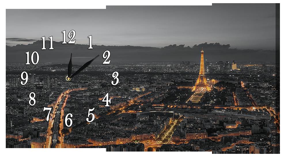 Настінний годинник на полотні Декор Карпати Париж 06 Сірий (ALQi63649)