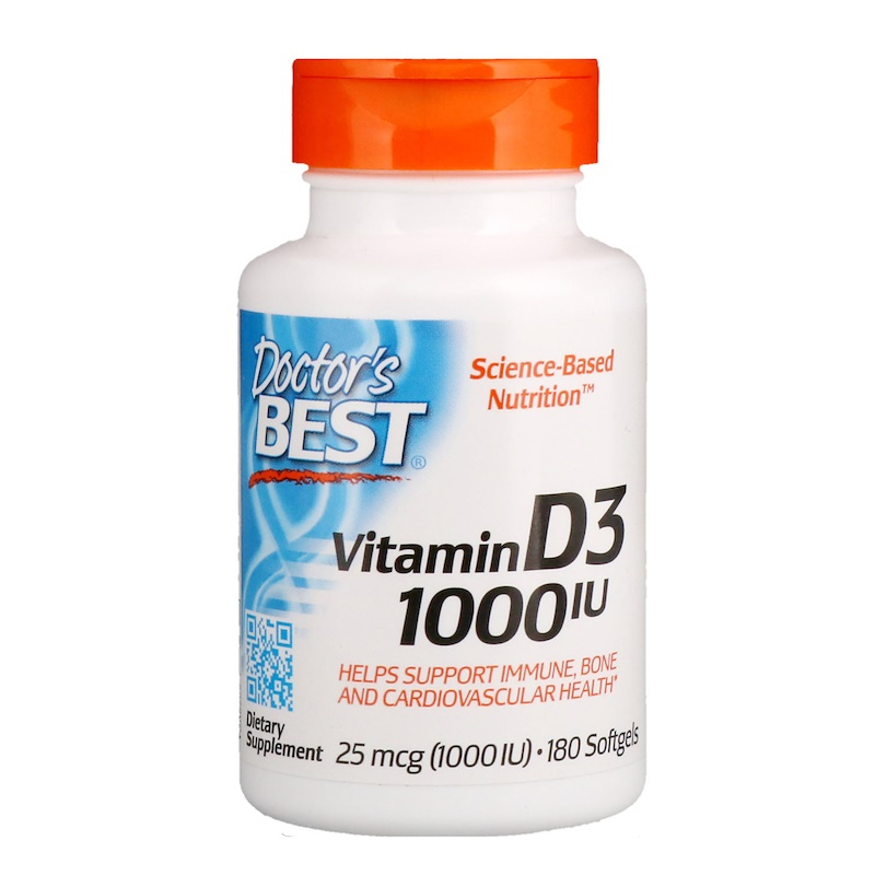 Витамин Д3, Doctor's Best, 1000 МЕ, 180 капсул (9478)