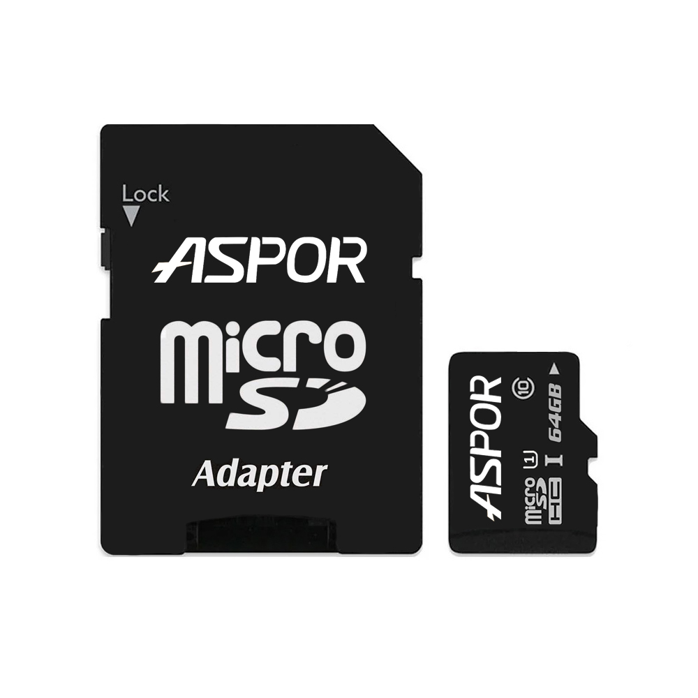 Карта памяти Aspor MicroSDHC 64GB UHS-I (Class 10)+SD adapter