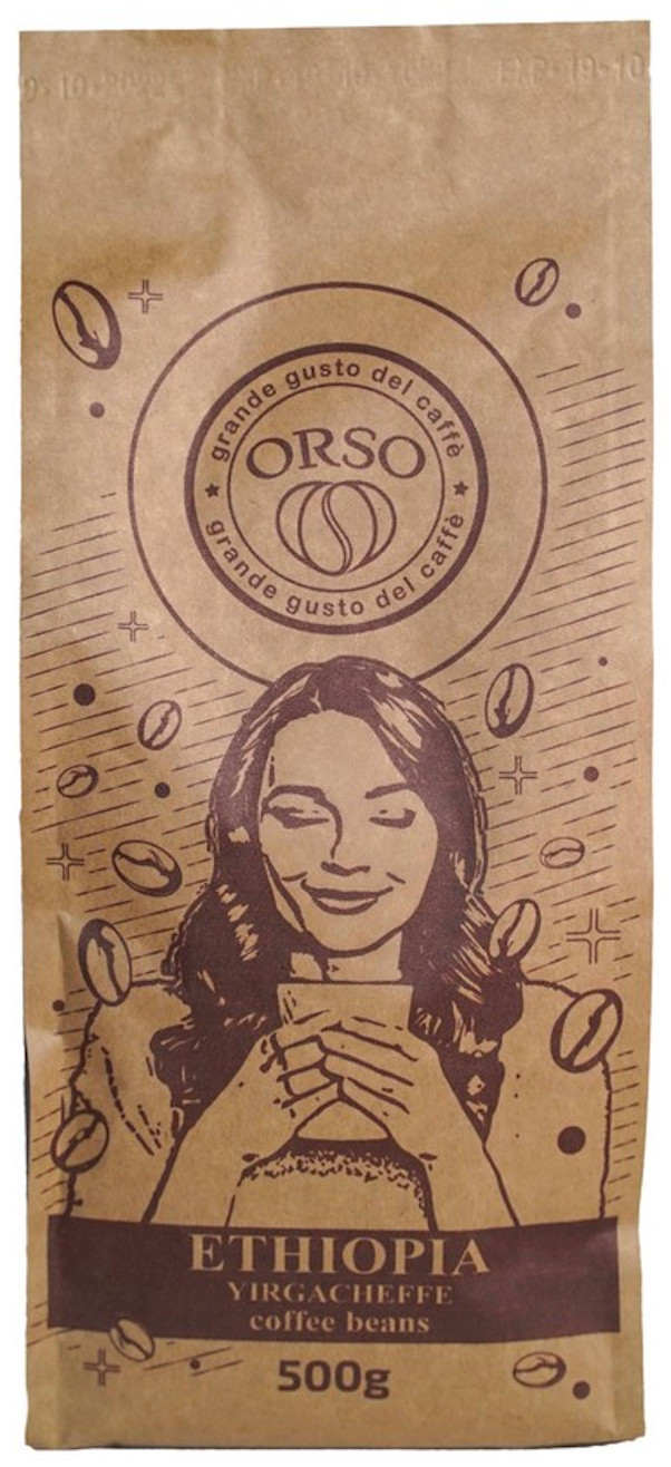 Кофе моносорт в зернах Orso Ethiopia Yrgacheffe 100% Арабика 500 г