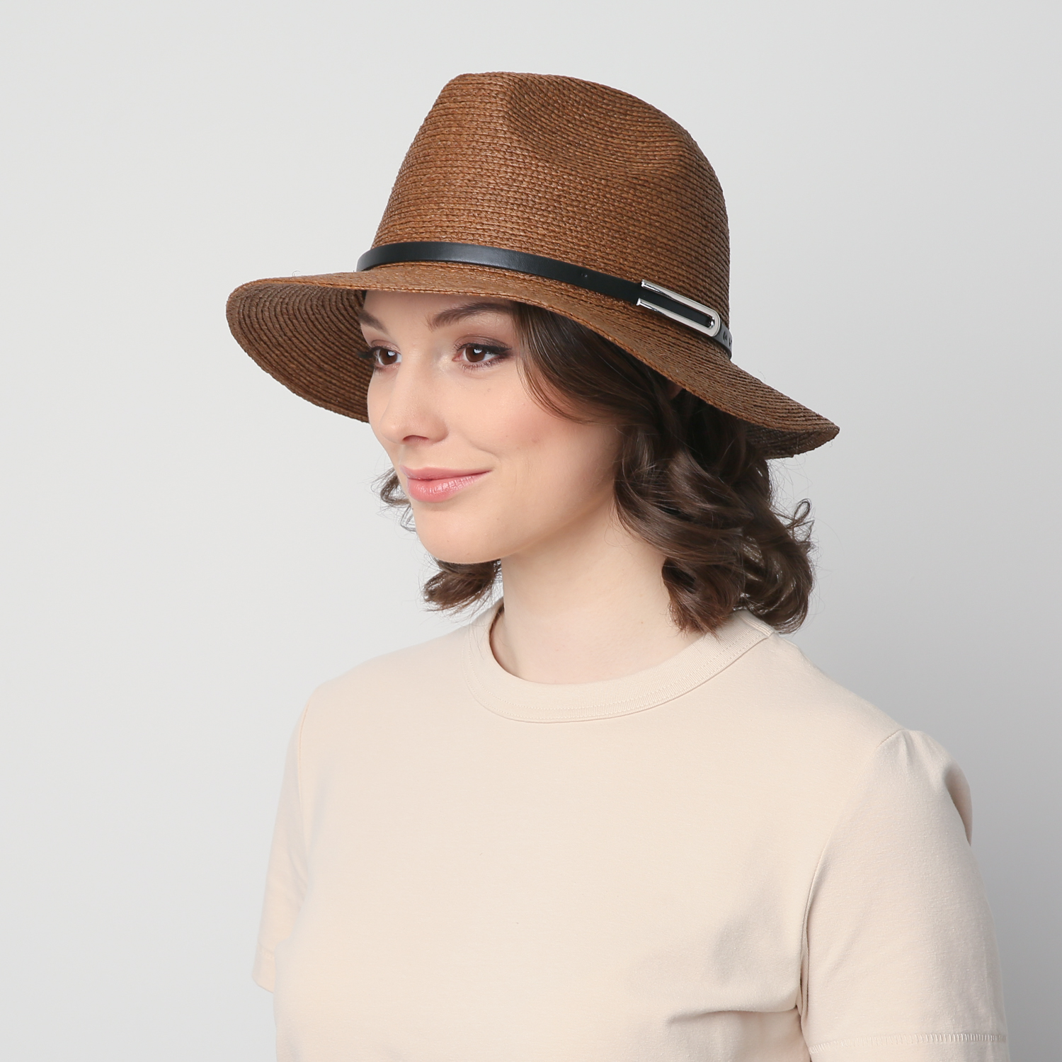 Шляпа унисекс федора 818-218 LuckyLOOK One size Коричневый