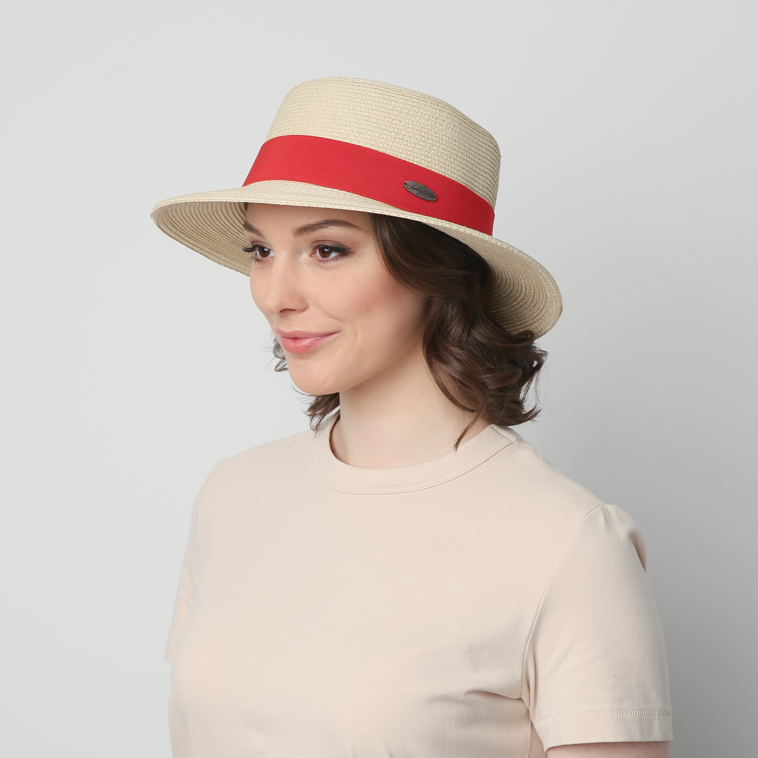 Шляпа LuckyLOOK женская канотье 375-896 One size Светло-бежевый