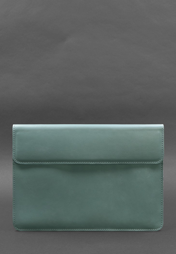 Шкіряний чохол-конверт на магнітах для MacBook 14 Бірюзовий BlankNote