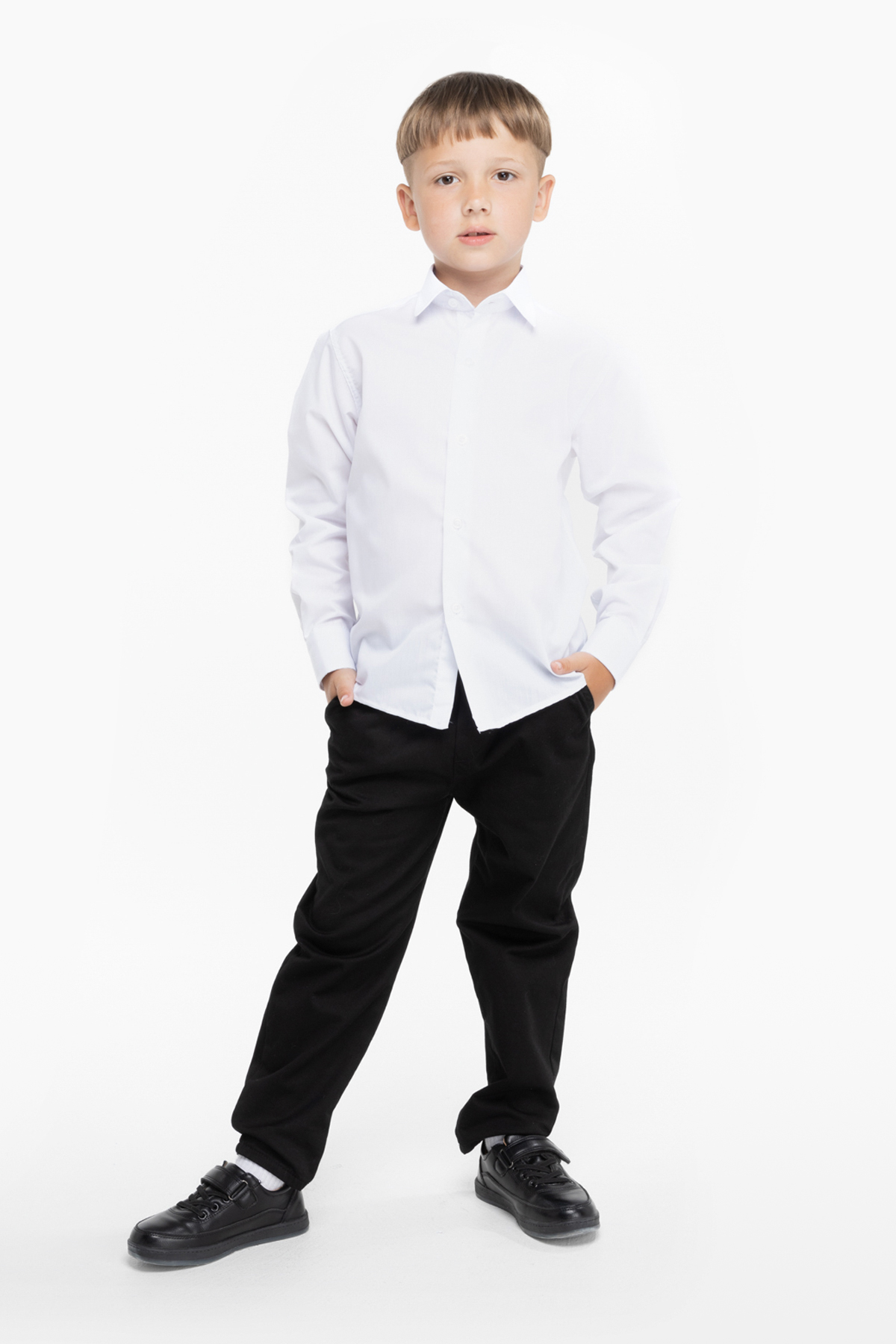 Рубашка однотонная для мальчика Pitiki 1225 122 см Белый (2000989799931)