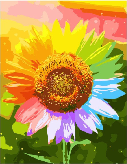 Картина за номерами BrushMe "Райдужний соняшник" 40х50см G225