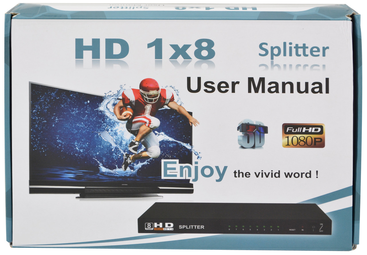 Разветвитель видеосигнала (сплиттер) RIAS HDMI - 8xHDMI 8 портов v1.4 1080P Black (3_00625)