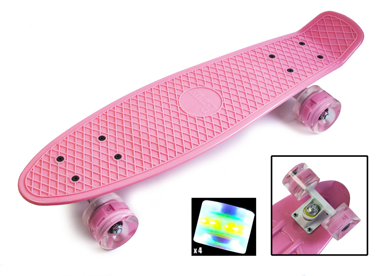 Пенніборд Penny Board з підсвічуванням Pastel Series Ніжно-рожевий