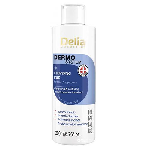 Молочко для зняття макіяжу з обличчя та очей Delia Dermo System 200мл арт. 7283