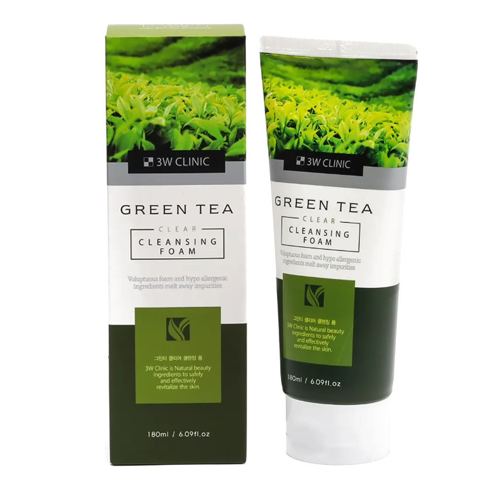 Пенка для умывания с зеленым чаем 3W Clinic Green Tea Clear Cleansing Foam 180 мл (8809494585183)