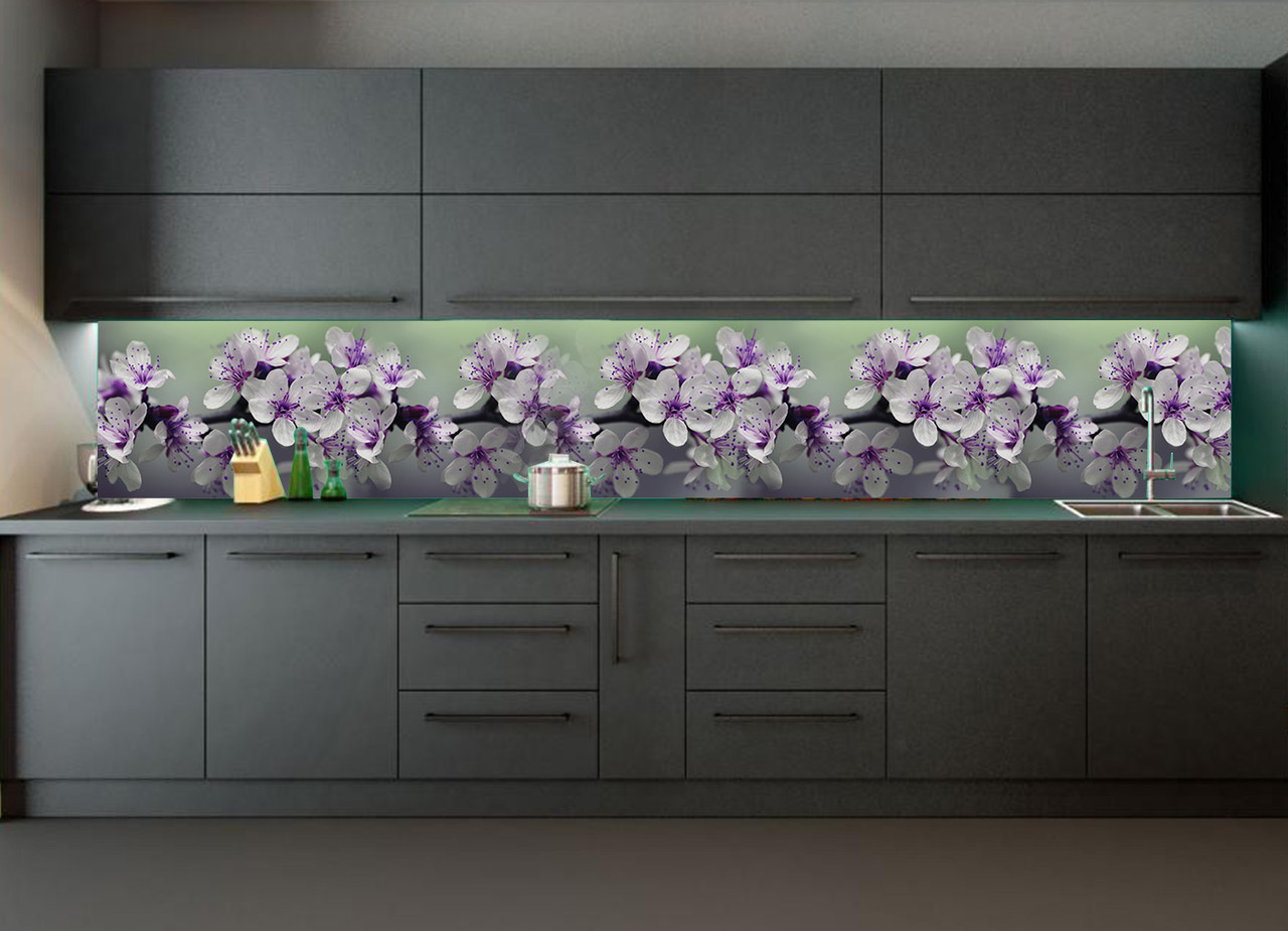 Наклейки кухонный фартук  Zatarga Весеннее цветение 650х2500 мм Фиолетовый (Z180190/1)
