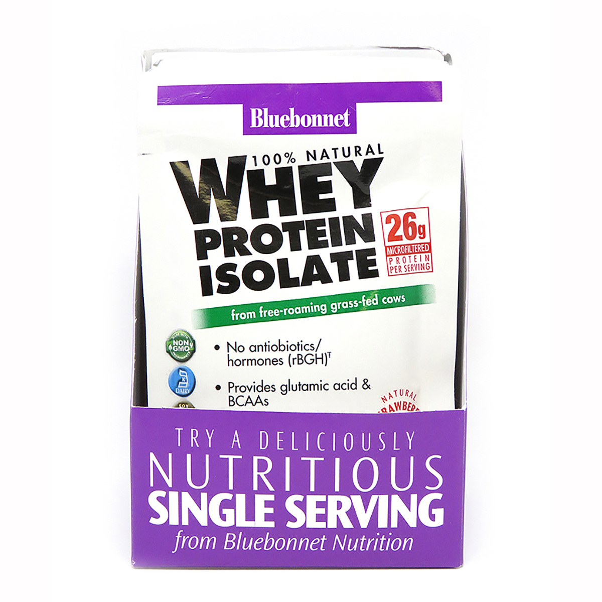 Изолят сывороточного белка Bluebonnet Nutrition Whey Protein Isolate Вкус клубники 8 пакетиков (1575)