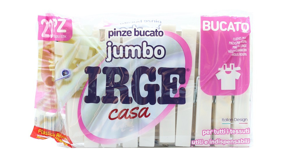Прищепки для белья пластмассовые Irge Jumbo 20 шт Белый