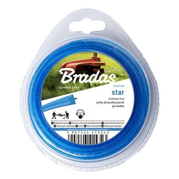 Леска для триммера TRIMMER звезда 3 мм 15 м блистер Bradas
