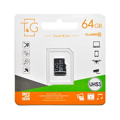 Карта памяти MicroSDHC 64GB UHS-I U3 Class 10 T&G (TG-64GBSDU3CL10-00)