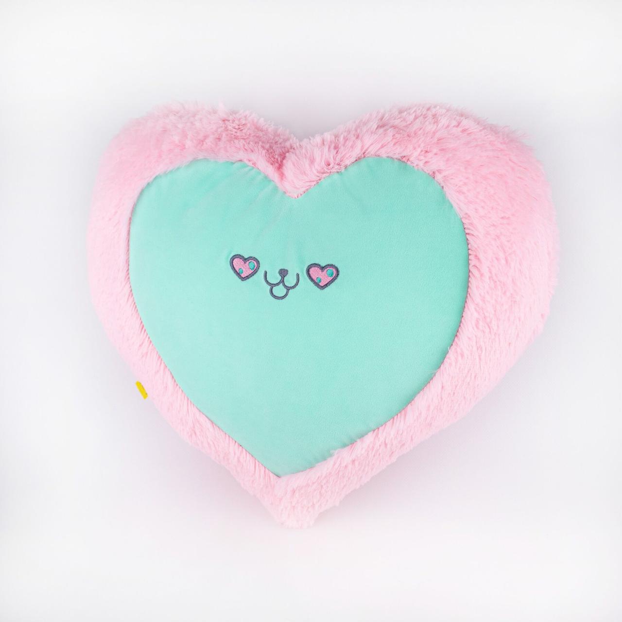 Мягкая игрушка Kidsqo Подушка сердце кот 43см Розово-мятная (KD656)