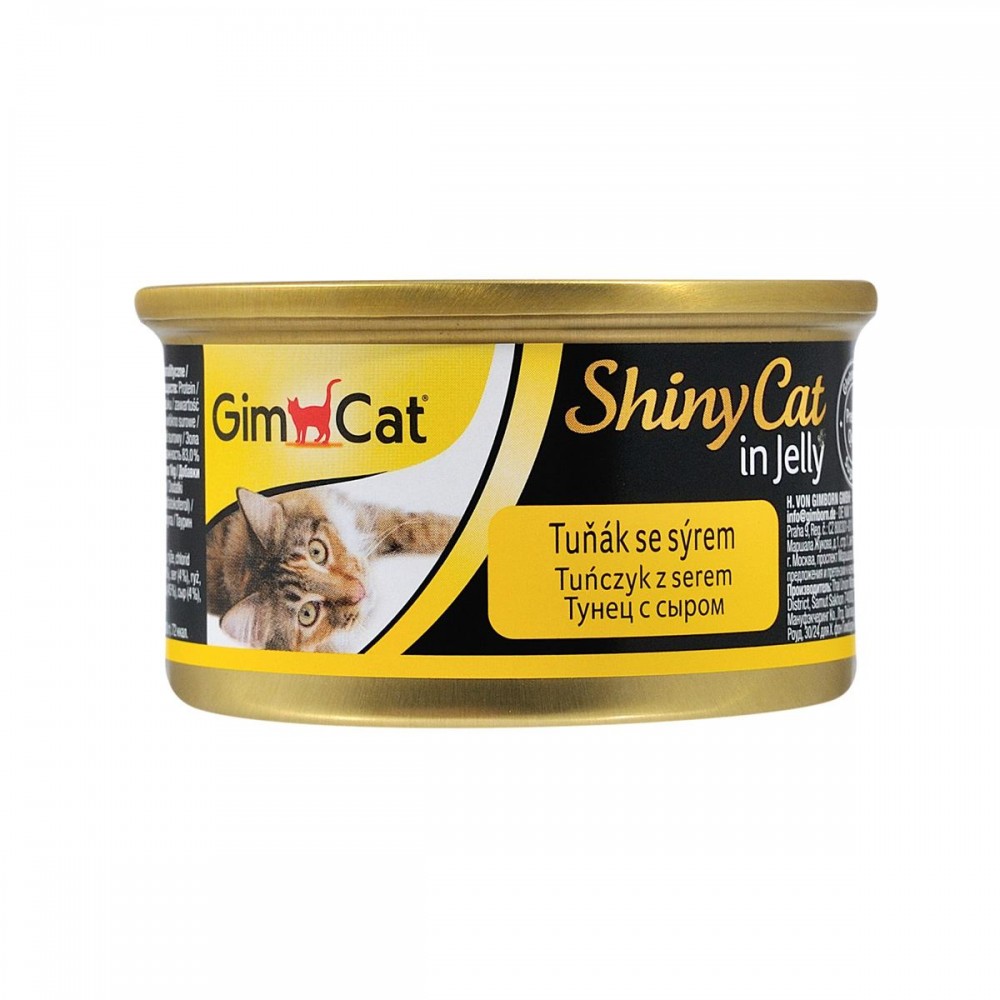 Влажный корм GimCat Shiny Cat для кошек тунец и сыр 70 г (15961)