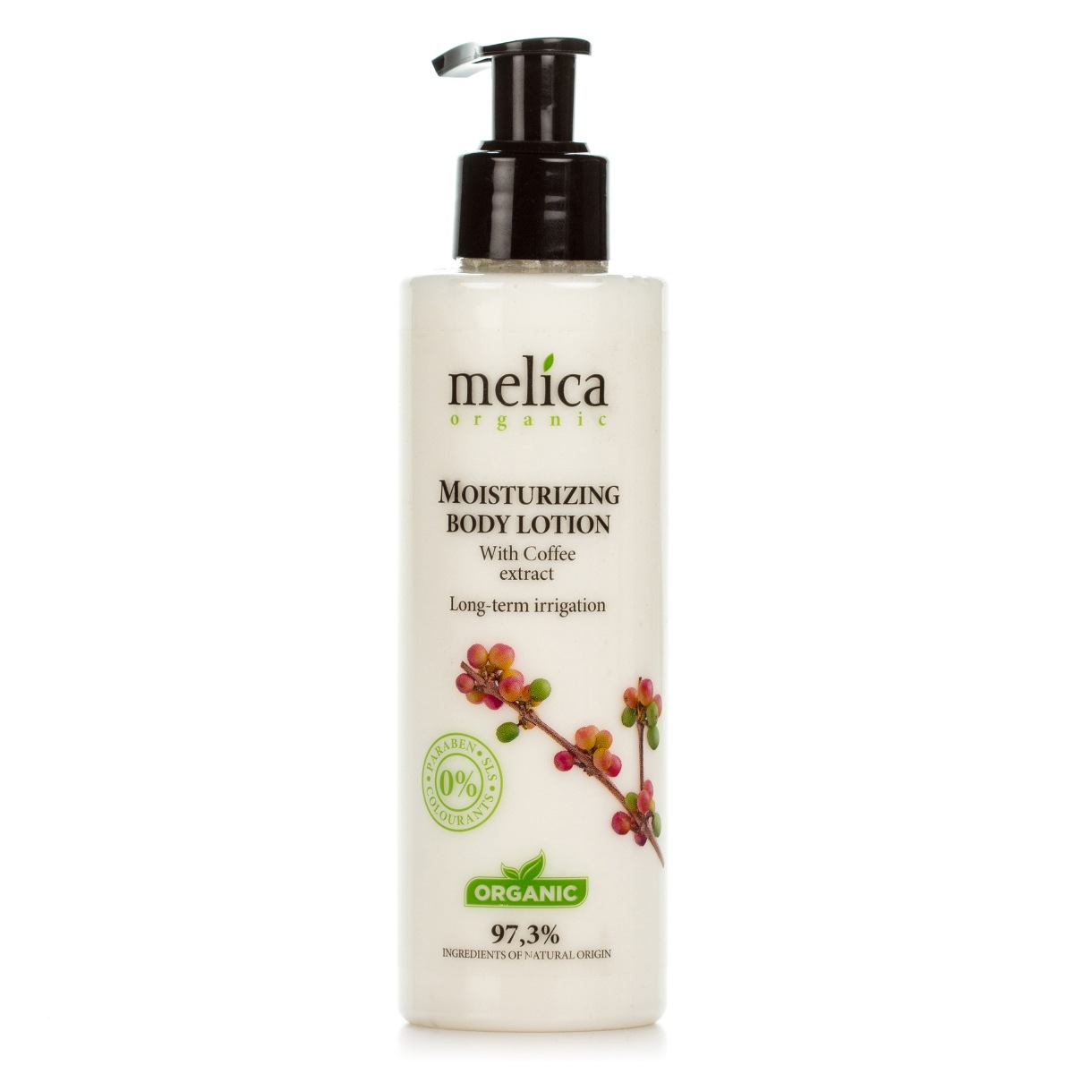 Зволожуюче молочко для тіла з екстрактом кави Melica Organic 200 мл