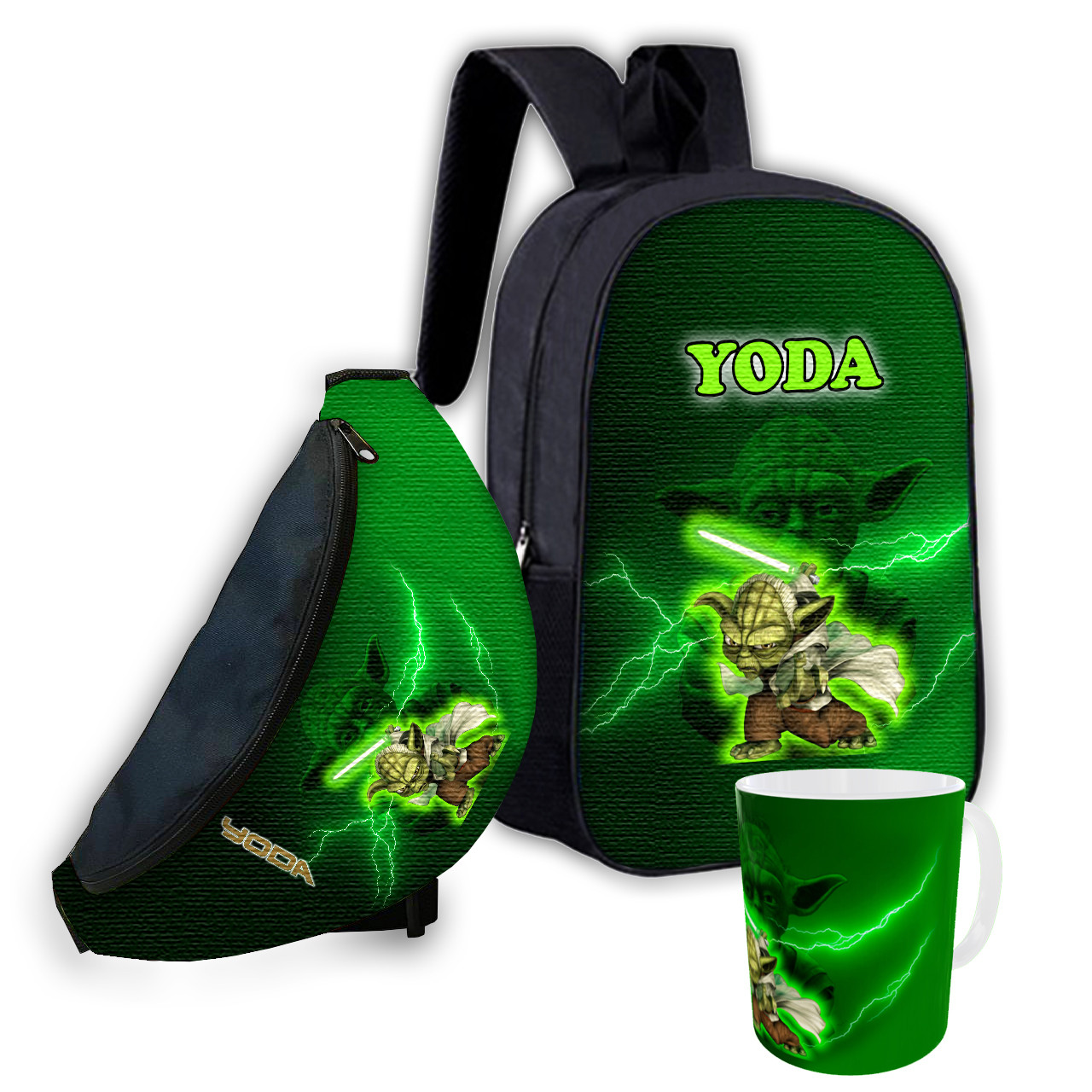 Дитячий набір Yoda Star Wars: рюкзак, бананка та керамічна кружка, 3 предмети